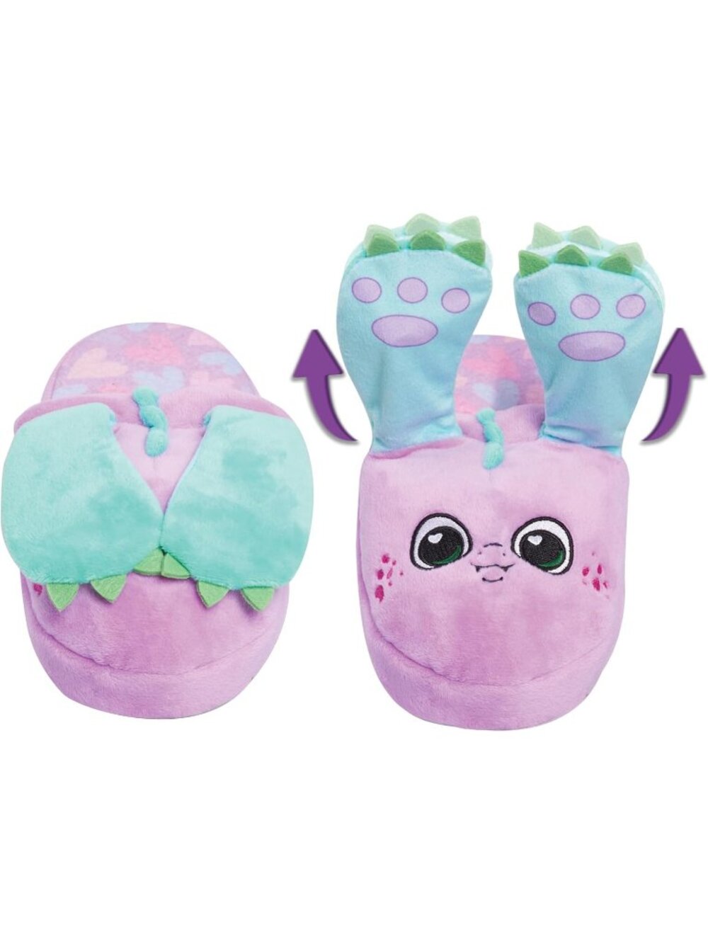Flipeez Toddler Size 9-12 Slippers Dragon Plush Fun Flip Motion Non-Slip Sole